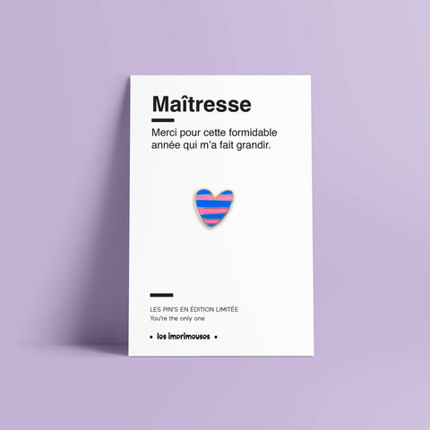 Pin's Cœur rayé - Maîtresse